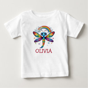 T-shirt Pour Bébé Libellule colorée mignonne avec arc-en-ciel