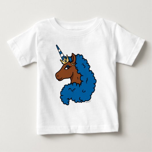 T-shirt Pour Bébé Licorne Afro Bleue (Devant)