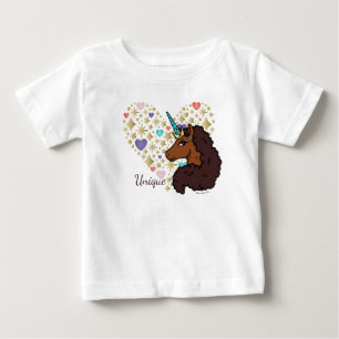 T-shirt Pour Bébé Licorne Afro Dessin de cœur unique