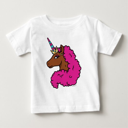 T-shirt Pour Bébé Licorne Afro Rose Chaud (Devant)