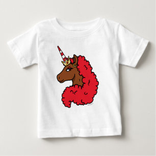 T-shirt Pour Bébé Licorne Afro Rouge