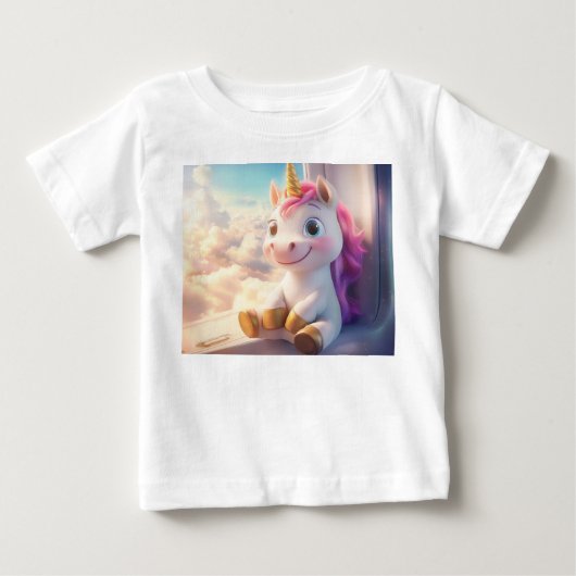 T-shirt Pour Bébé Licorne en avion (Devant)