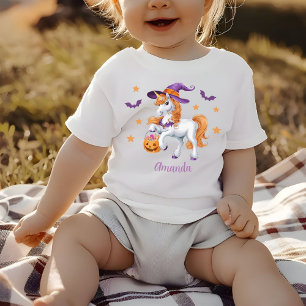 T-shirt Pour Bébé Licorne Mignonne Chapeau De Sorcière Personnalisé