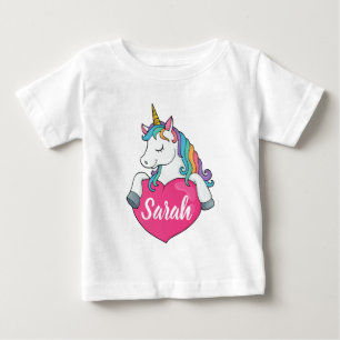 T-shirt Pour Bébé Licorne Mignonne Nom Personnalisé