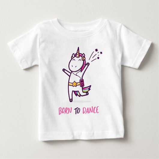 T-shirt Pour Bébé Licorne Née Pour Danser (Devant)
