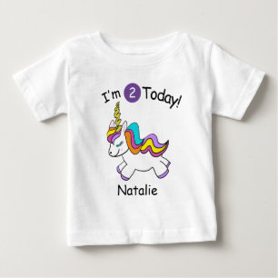 T-shirt Pour Bébé Licorne Personnalisée Deuxième Anniversaire