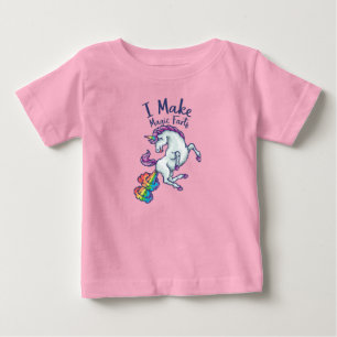 T-shirt Pour Bébé Licorne Pixel Rétro Drôle Je Fais des Pets Magique