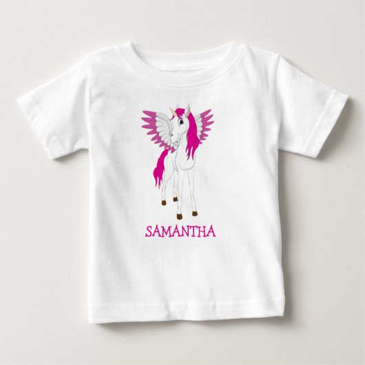 T-shirt Pour Bébé Licorne Rose Bébé (Devant)