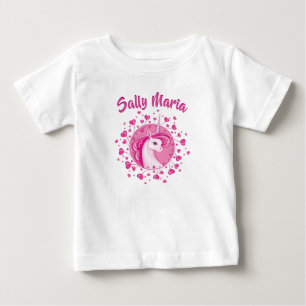 T-shirt Pour Bébé Licorne Rose Et Cœurs Initialisés