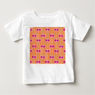 T-shirt Pour Bébé Lignes orange et boîtes roses