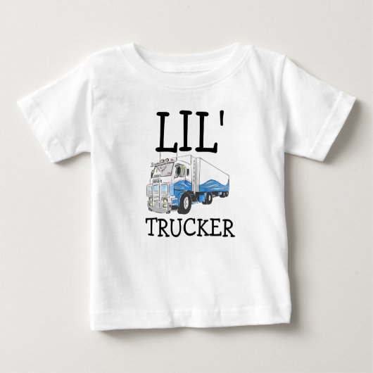 T-shirt Pour Bébé "Lil' Trucker" jeu de mots mignon gros camion (Devant)