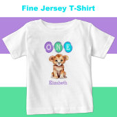 T-shirt Pour Bébé Lion 1er anniversaire un avec le nom pourpre