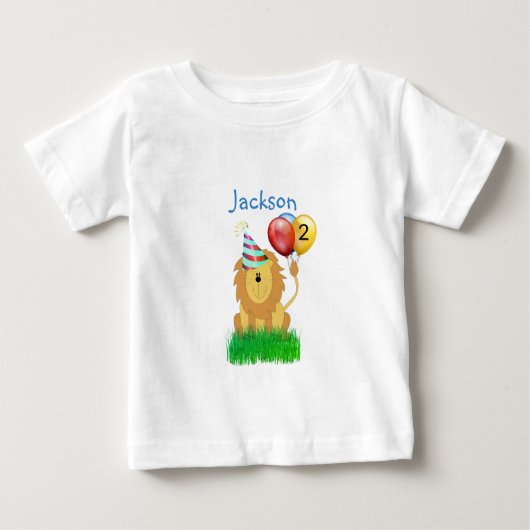 T-shirt Pour Bébé Lion avec ballons Anniversaire (Devant)