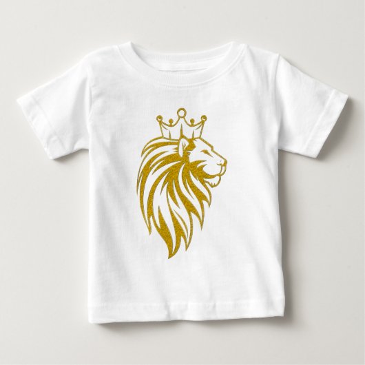 T-shirt Pour Bébé Lion Avec Couronne - Style Or 2 (Devant)