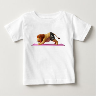 T-shirt Pour Bébé Lion de dessin animé 3D drôle pratiquant le yoga s