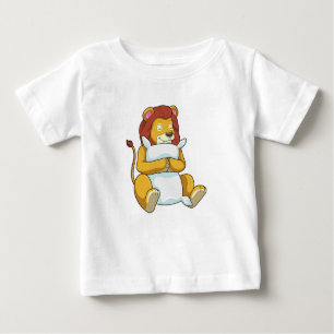 T-shirt Pour Bébé Lion dormant avec Coussin