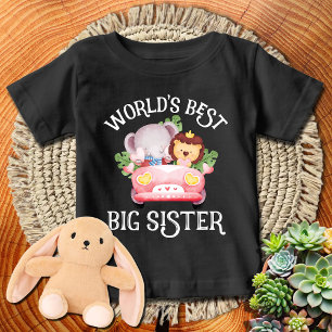 T-shirt Pour Bébé Lion + Éléphant sur Camion Meilleure Grande Sœur
