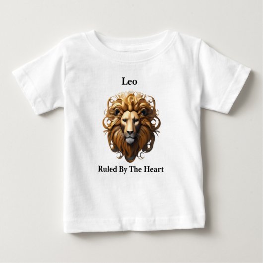 T-shirt Pour Bébé Lion, Lion, Dirigé Par Le Coeur, (Devant)