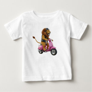 T-shirt Pour Bébé Lion Motard Cool à Vélo sur un Scooter Vintage Ros
