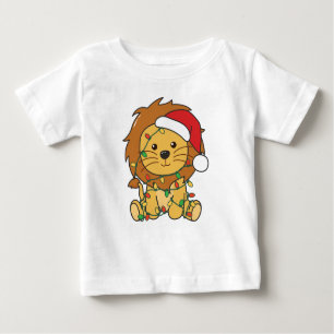T-shirt Pour Bébé Lion Noël Animaux d'hiver Lions de vacances