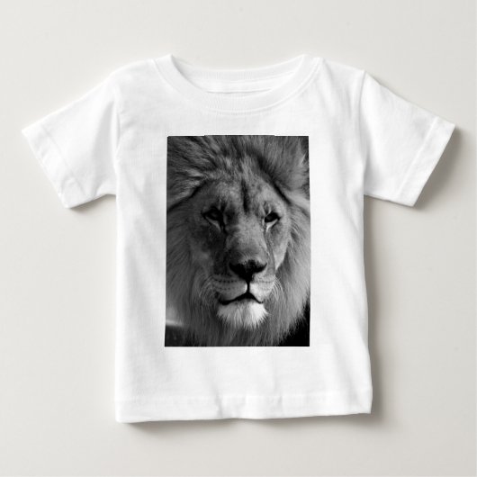 T-shirt Pour Bébé Lion noir et blanc (Devant)