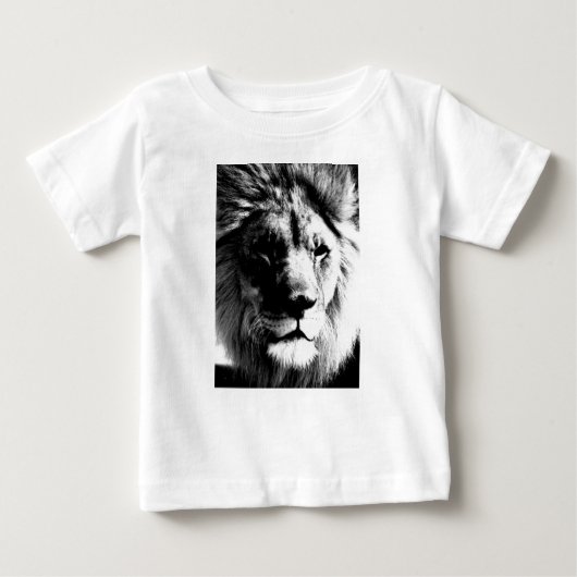 T-shirt Pour Bébé Lion noir et blanc (Devant)