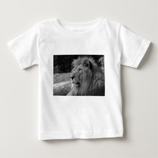 T-shirt Pour Bébé Lion noir et blanc - Animal sauvage (Devant)