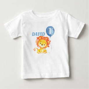 T-shirt Pour Bébé Lion Safari Jungle Blue Baby Boy Birthday