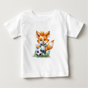 T-shirt Pour Bébé Little Cute Fox joue un football