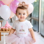 T-shirt Pour Bébé Little Deer First Birthday Party Personalized<br><div class="desc">Custom printed Birthday Girl toddler shirt or baby bodysuit. This elegant design features a sweet pink watercolor number one surrounded by boho flowers and a baby deer. Perfect for a whimsical woodland little girl's first birthday party! Personalize it with your child's name or other custom text. Use the design tools...</div>