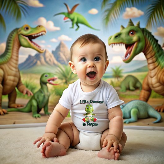 T-shirt Pour Bébé Little Dinosaur in diapers
