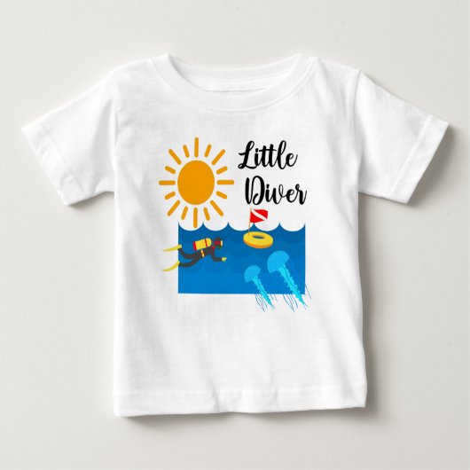 T-shirt Pour Bébé Little Diver avec Jelly Fish - Baby Fine Jersey T- (Devant)