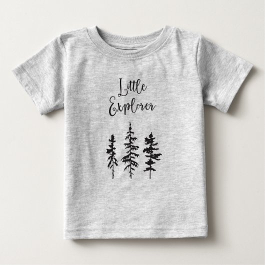 T-shirt Pour Bébé Little Explorer, Woodland Trees Baby Shirt (Devant)