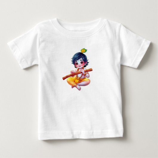 T-shirt Pour Bébé Little Krishna Playing Flute (Devant)