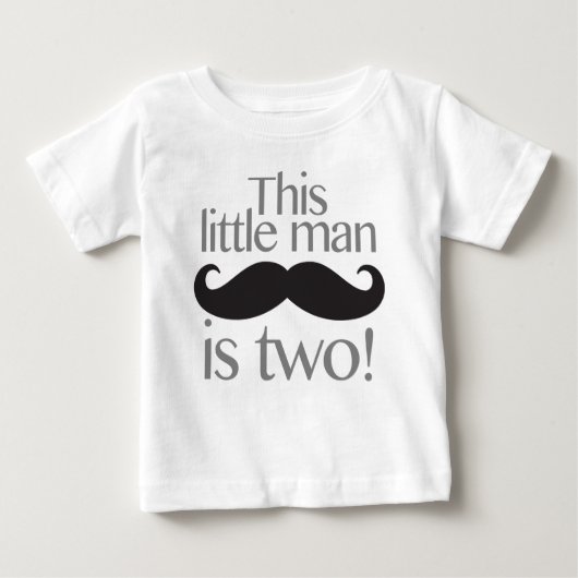 T-shirt Pour Bébé Little Man Mustache Anniversaire Chemise Gris & No (Devant)