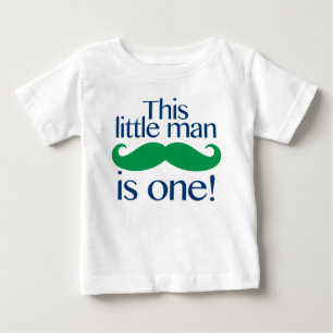 T-shirt Pour Bébé Little Man Mustache Anniversaire Chemise Marine &