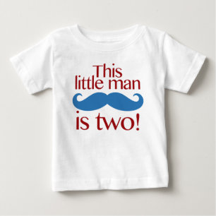 T-shirt Pour Bébé Little Man Mustache Anniversaire Chemise Rouge & B