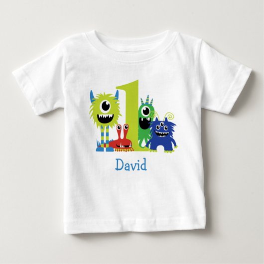 T-shirt Pour Bébé Little Monster Boy 1er Anniversaire (Devant)