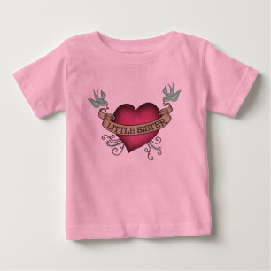 T-shirt Pour Bébé Little Sister Tattoo Heart