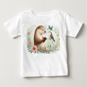 T-shirt Pour Bébé Livre D'Histoire Bébés Bois Otter Et Oiseaux