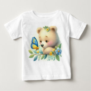 T-shirt Pour Bébé Livre D'Histoire Bois Bébés Ours Et Papillon