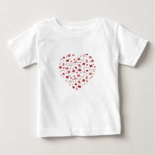 T-shirt Pour Bébé Livre rouge mignon et Motif de lecture à coeur