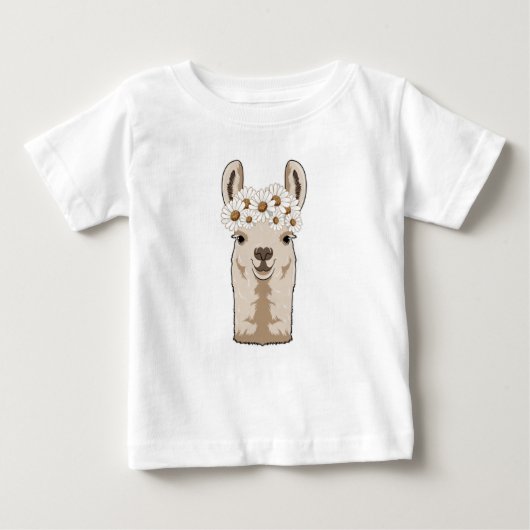 T-shirt Pour Bébé Llama aux fleurs blanches (Devant)