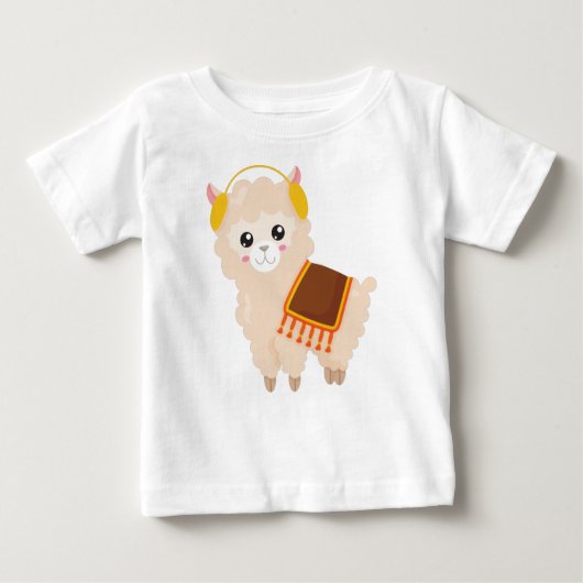 T-shirt Pour Bébé Llama d'automne, Llama mignonne, Alpaca mignonne,  (Devant)