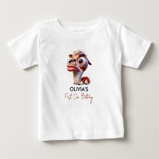 T-shirt Pour Bébé Llama Fiesta Funny Caricature 1er anniversaire (Devant)