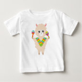 T-shirt Pour Bébé Llama mexicaine, Llama mignonne, Alpaca, Écharpe,  (Devant)