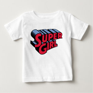 T-shirt Pour Bébé Logo du nom empilé de la superfille rouge et bleue