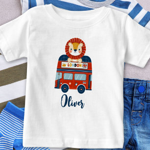 T-shirt Pour Bébé Londres Bus & Cute Lion Baby Personnalisé