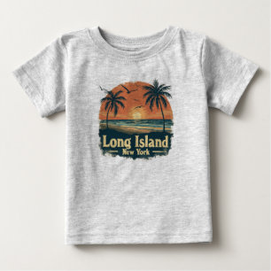 T-shirt Pour Bébé Long Island New York Retro Beach Vibes