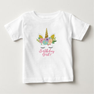T-shirt Pour Bébé L'or de licorne d'enfants observe l'anniversaire